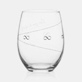 Elegantes Skript "Liebe You to Infinity and Back" Weinglas Ohne Stiel (Rückseite)