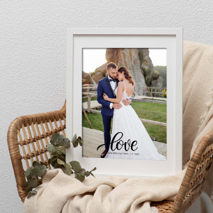 Elegantes Skript-Liebes-Foto-Hochzeits-Jubiläums-G Fotodruck