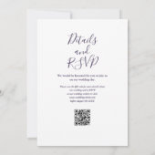 Elegantes Skript Lila Modernes QR Code Hochzeit Einladung (Rückseite)