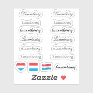 Elegantes Skript Luxemburg & Flagge /name Set  Aufkleber