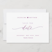 Elegantes Skript, Mauve Lavender Simple Wedding Save The Date (Vorderseite)