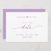 Elegantes Skript, Mauve Lavender Simple Wedding Save The Date (Vorne/Hinten)