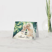 Elegantes Skript-Mehrfache Hochzeit von Fotos Dankeskarte (Vorderseite)