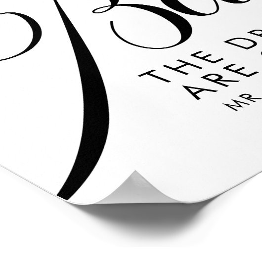 Elegantes Skript - Menü mit kostenlosen Drinks Bar Poster (Ecke)