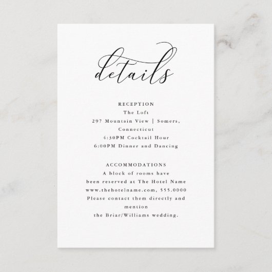 Elegantes Skript Minimalistisch bearbeitbare Hochz Begleitkarte (Vorderseite)