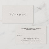 Elegantes Skript Minimalistisch Beige Moderne Einf Empfehlungskarte (Vorne/Hinten)