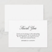 Elegantes Skript Minimalistisch Formal White Weddi Dankeskarte (Vorne/Hinten)