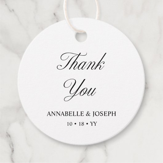 Elegantes Skript Minimalistisch Formal White Weddi Geschenkanhänger (Vorderseite)