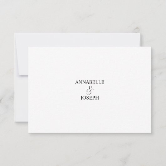 Elegantes Skript Minimalistisch Formal White Weddi RSVP Karte (Rückseite)