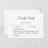 Elegantes Skript Minimalistisch Formal White Weddi RSVP Karte (Vorne/Hinten)