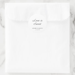 Elegantes Skript Minimalistisch Formal White Weddi Runder Aufkleber