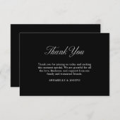Elegantes Skript Minimalistisch formale Schwarze H Dankeskarte (Vorne/Hinten)
