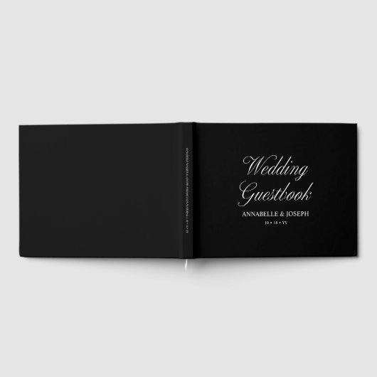 Elegantes Skript Minimalistisch formale Schwarze H Gästebuch (Voll)