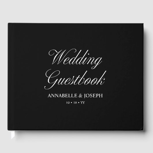 Elegantes Skript Minimalistisch formale Schwarze H Gästebuch (Vorderseite)