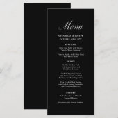 Elegantes Skript Minimalistisch formale Schwarze H Menükarte (Vorne/Hinten)