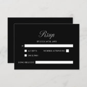 Elegantes Skript Minimalistisch formale Schwarze H RSVP Karte (Vorne/Hinten)