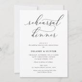 Elegantes Skript Minimalistisch Hochzeit Probe Din Einladung (Vorderseite)