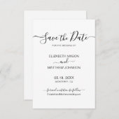 Elegantes Skript Minimalistisch Schwarz und Weiß H Save The Date (Vorne/Hinten)