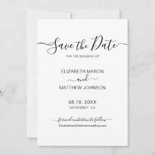 Elegantes Skript Minimalistisch Schwarz und Weiß H Save The Date