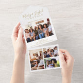 Elegantes Skript minimalistisches Foto Collage Wei All In One Einladung (Abreißen)