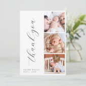 Elegantes Skript Minimalistisches FotoCollage New  Dankeskarte (Stehend Vorderseite)