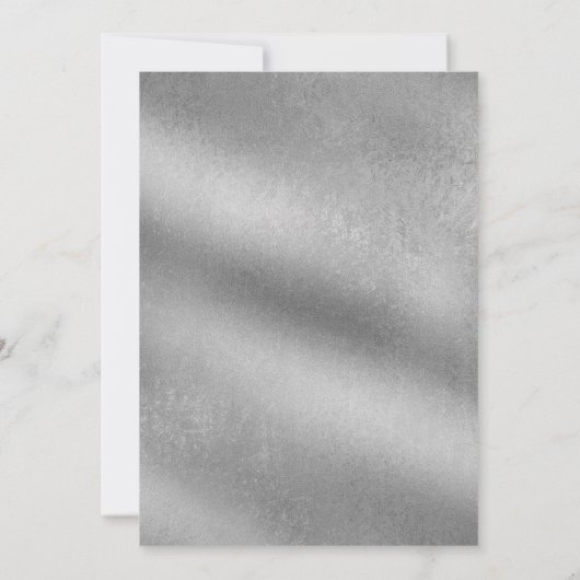 Elegantes Skript mit minimaler Silver Edge-Hochzei Einladung (Rückseite)