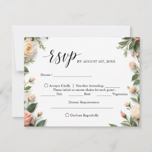 Elegantes Skript mit UAWG zur Auswahl von Speisen RSVP Karte