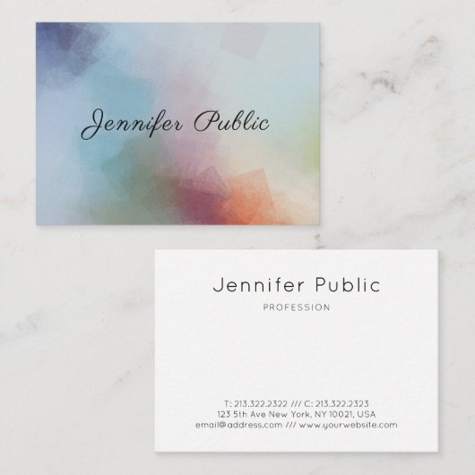 Elegantes Skript Moderne Abstrakte Vorlage Visitenkarte (Vorne/Hinten)