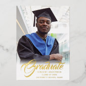 Elegantes Skript | Moderne Bekanntgabe des Grad Fo Folieneinladung (Vorderseite)