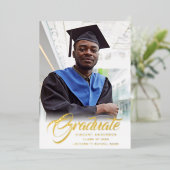 Elegantes Skript | Moderne Bekanntgabe des Grad Fo Folieneinladung (Stehend vorne)