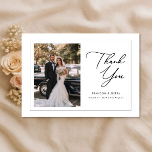 Elegantes Skript Moderne Hochzeit Boho Foto  Dankeskarte