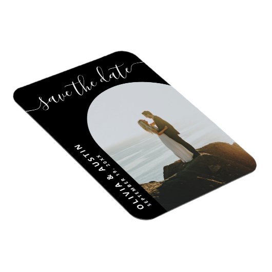 Elegantes Skript Moderne Hochzeit speichern das Da Magnet (Rechte Seite)