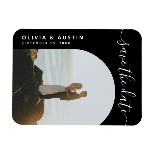 Elegantes Skript Moderne Hochzeit speichern das Da Magnet (Horizontal)