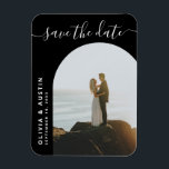 Elegantes Skript Moderne Hochzeit speichern das Da Magnet<br><div class="desc">Elegante moderne Hochzeit speichern den Datums-Magneten mit Ihren personalisierten Details und individuellem Foto. Features minimalistische Skripttypografie und einfaches modernes Design.</div>