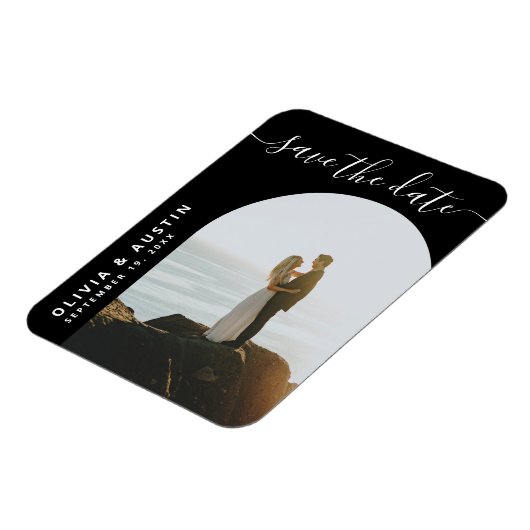 Elegantes Skript Moderne Hochzeit speichern das Da Magnet (Linke Seite)