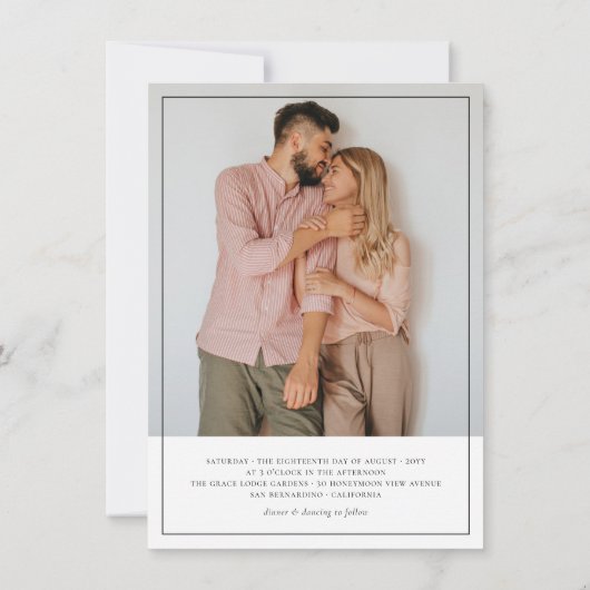 Elegantes Skript Moderne Minimalistische 5 Fotos H Einladung (Rückseite)