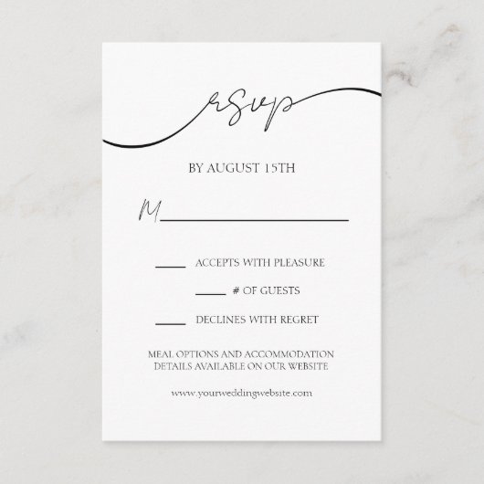 Elegantes Skript Moderne Typografie Hochzeit RSVP Begleitkarte (Vorderseite)