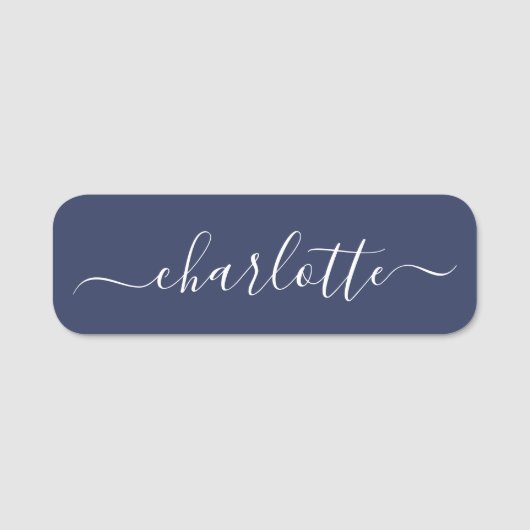 Elegantes Skript Moderner Name Personalisiert Navy Namensschild (Vorderseite)