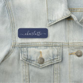 Elegantes Skript Moderner Name Personalisiert Navy Namensschild (Beispiel)