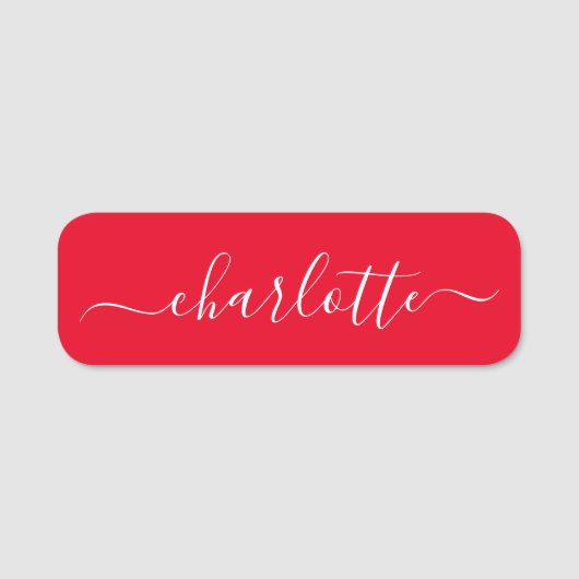 Elegantes Skript Moderner Name Personalisiert Red Namensschild (Vorderseite)