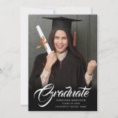 Elegantes Skript | Modernes Grad Foto Ankündigung (Vorderseite)