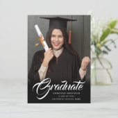 Elegantes Skript | Modernes Grad Foto Ankündigung (Stehend Vorderseite)