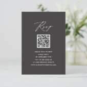 Elegantes Skript Modernes Gray Simple QR Wedding R RSVP Karte (Stehend Vorderseite)