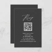 Elegantes Skript Modernes Gray Simple QR Wedding R RSVP Karte (Vorne/Hinten)
