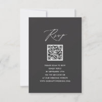 Elegantes Skript Modernes Gray Simple QR Wedding R