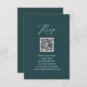 Elegantes Skript Modernes Green Simple QR Wedding  Begleitkarte (Vorne/Hinten)