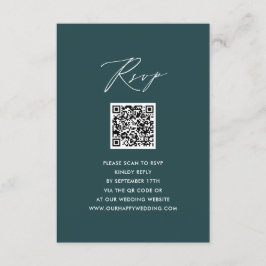 Elegantes Skript Modernes Green Simple QR Wedding  Begleitkarte
