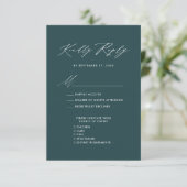 Elegantes Skript Modernes Green Simple Wedding RSV Begleitkarte (Stehend Vorderseite)