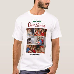 Elegantes Skript Modernes Weihnachtsfamilien-Foto T-Shirt