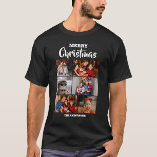 Elegantes Skript Modernes Weihnachtsfamilien-Foto T-Shirt